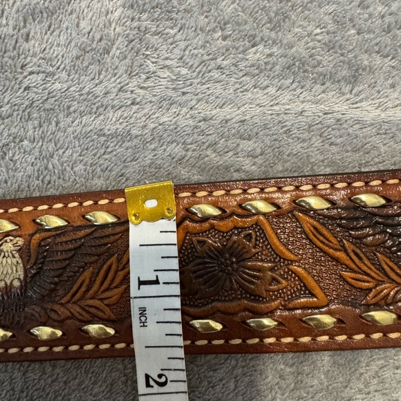 Cowhide Brown Western Style Belt Made in USA - Picture 2 of 7